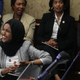 U.S. Rep. Ilhan Omar (D-MN), Rep. Yvette Clarke (D-NY), Rep. Jahana Hayes (D-CT) and Rep. Rashida Tlaib (D-MI) listen during a Congressional Iftar event at the U.S. Capitol May 20, 2019